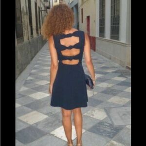 Zara Blue A-Line Backless Cocktail Dress